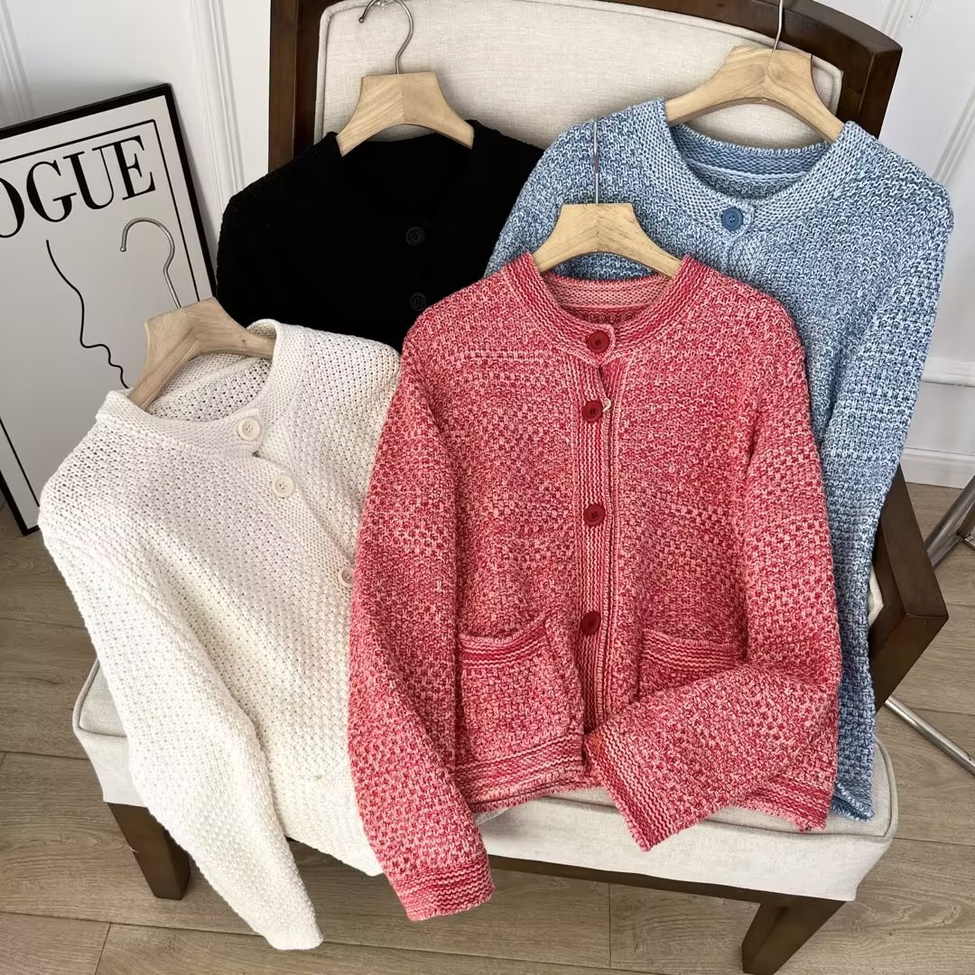 秋冬温柔小香风时尚圆领小香针织开衫外套YC9 A048