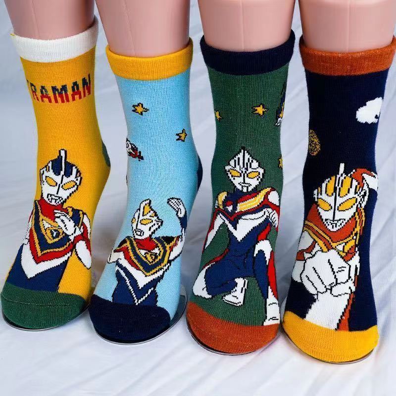 儿童袜子秋冬款奥特曼袜子卡通中筒棉袜百搭男童保暖潮袜网红潮流