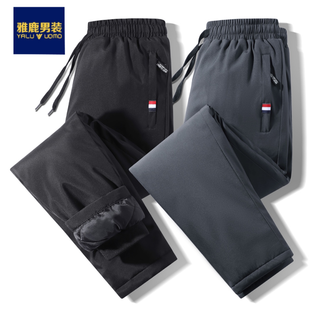 雅鹿男装2023秋冬款棉裤加棉加厚裤子男士保暖外穿中老年休闲裤子