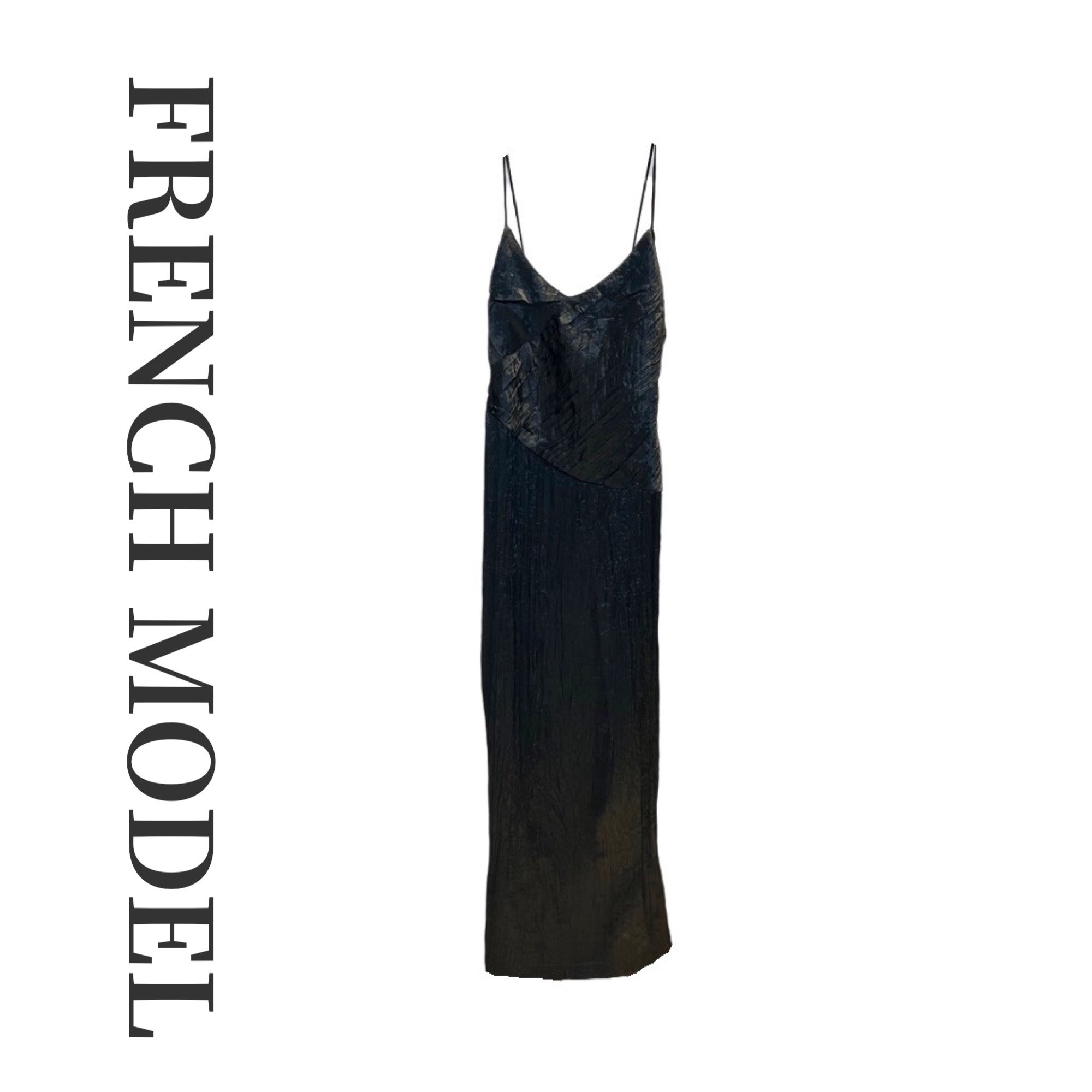 法模FRENCH MODEL 媛媛.高贵褶皱气质型吊带连衣裙女装414Q293672
