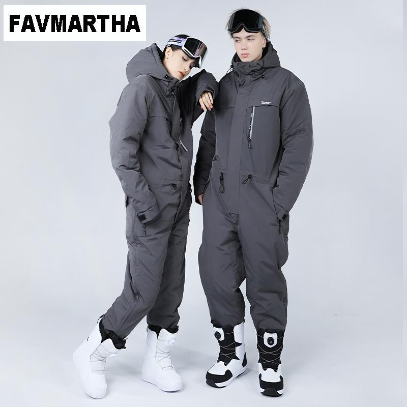 FAVMARTHA滑雪服防寒男女连体户外套装防水防风加厚保暖一体骑行