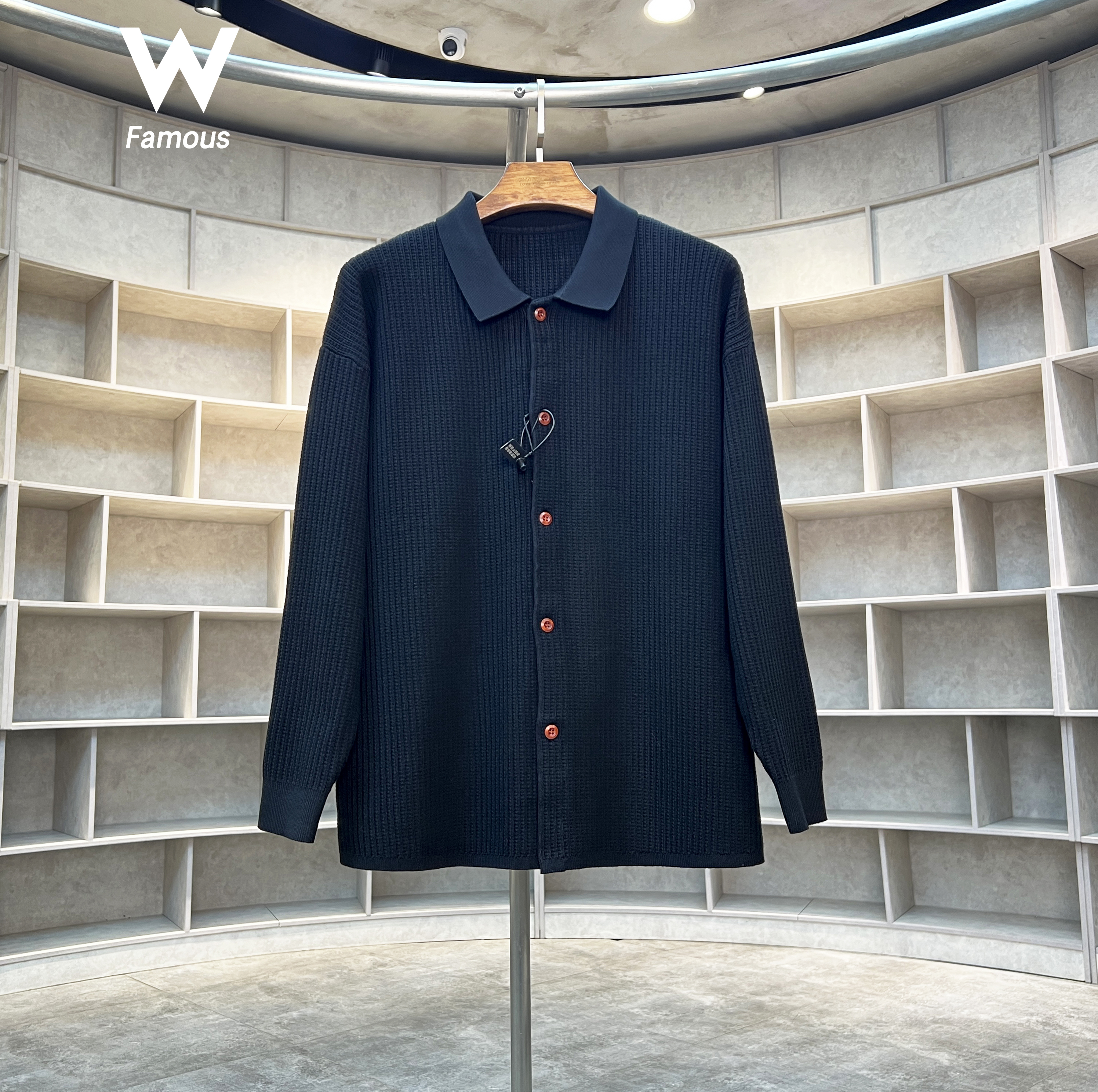 【最大260斤】68169 - 麻花绳/木质纽扣/弹力加倍/长袖毛开衫