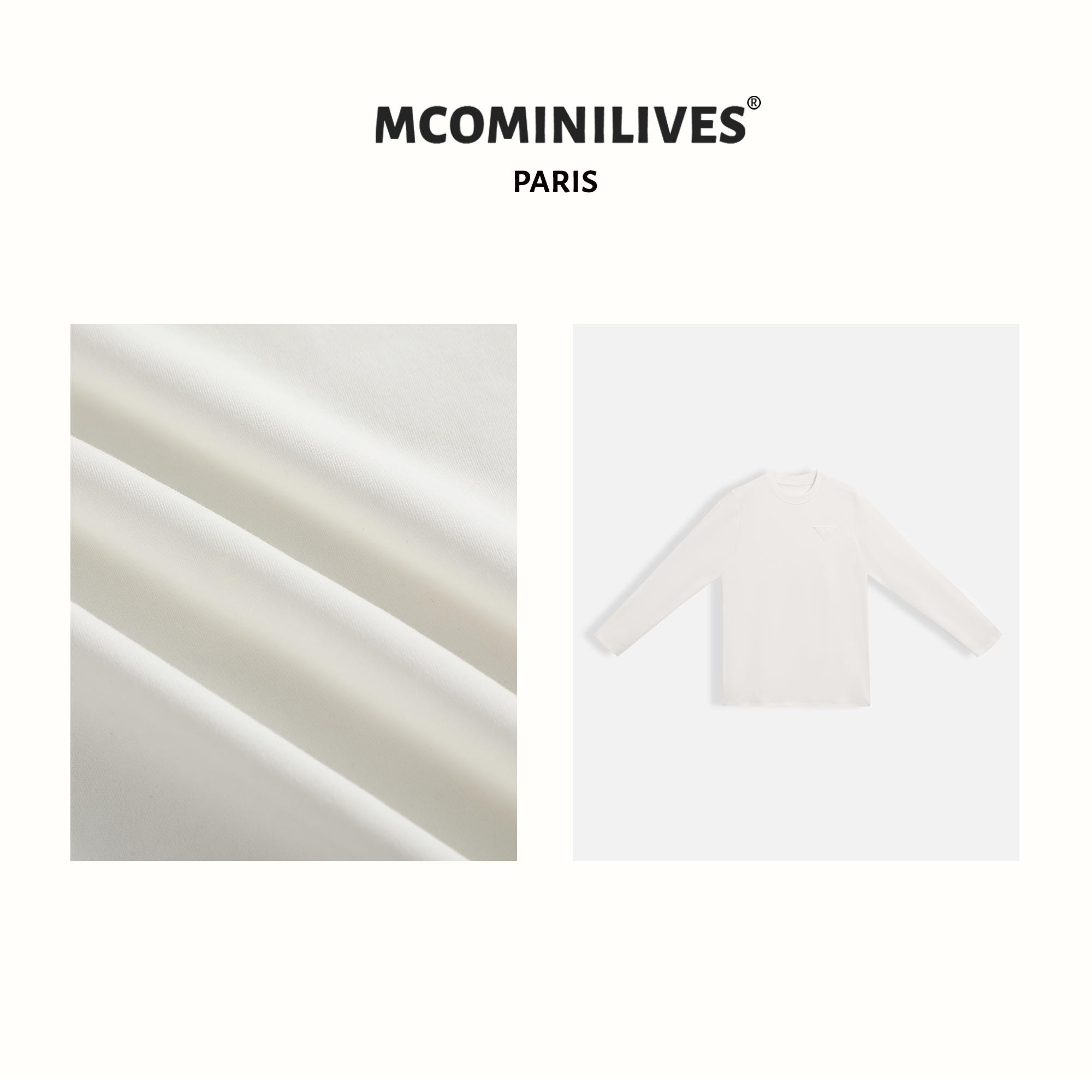 BIN&【黑白三角】95%棉柔软弹力圆领打底T恤