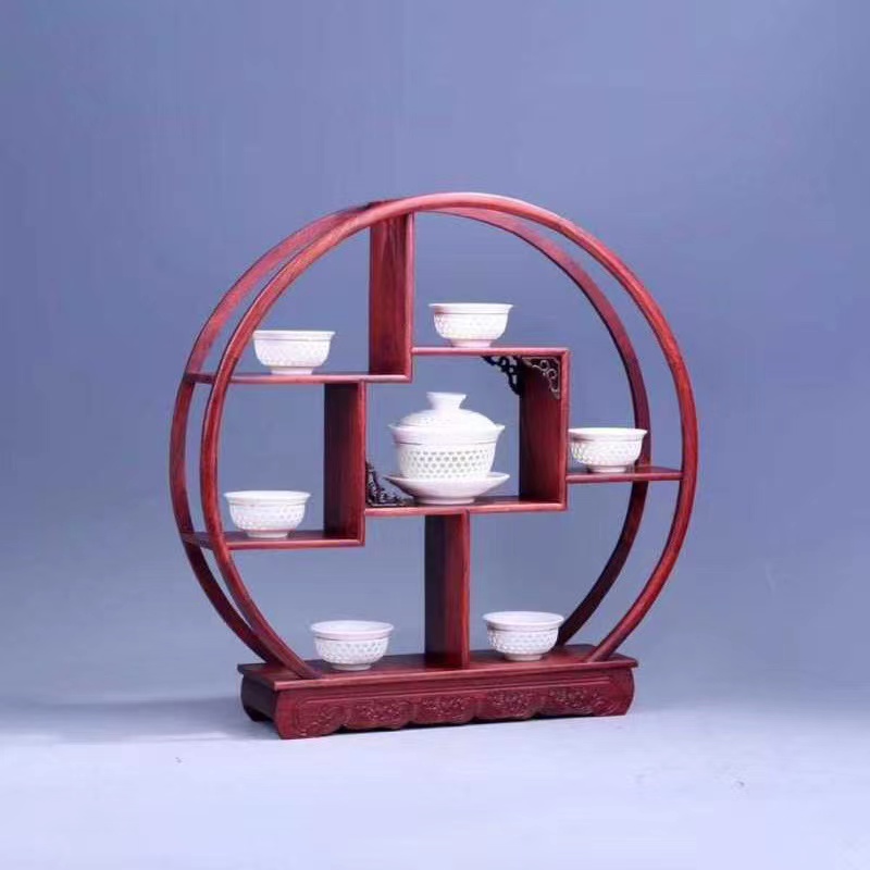 【红酸枝圆形博古架】红木实木中式多宝阁置物架展示架摆件