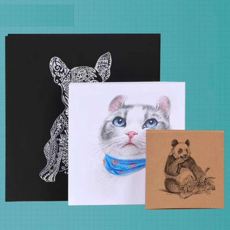 曼蒂克正方形卡纸儿童绘画美术纸油画棒纸A4白卡纸黑卡纸牛皮卡纸