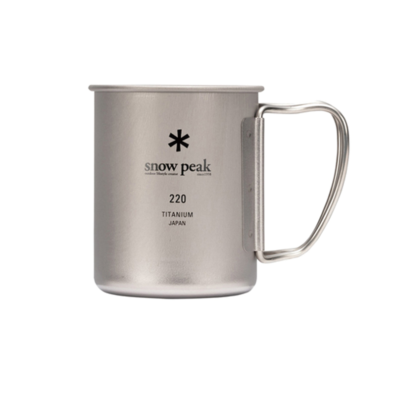 日本 SnowPeak雪峰钛杯单双层户外露营水杯钛合金折叠把手马克杯