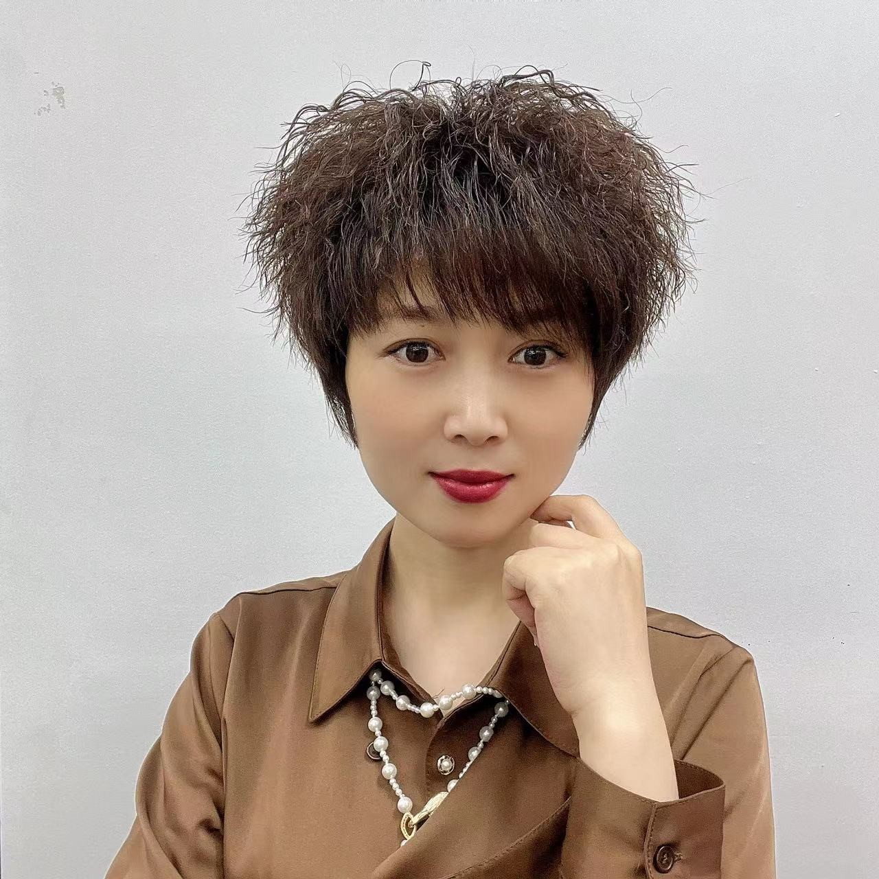 Shinuoge/诗诺格新款机制锡纸烫女士卷发全真发遮白发假发发套