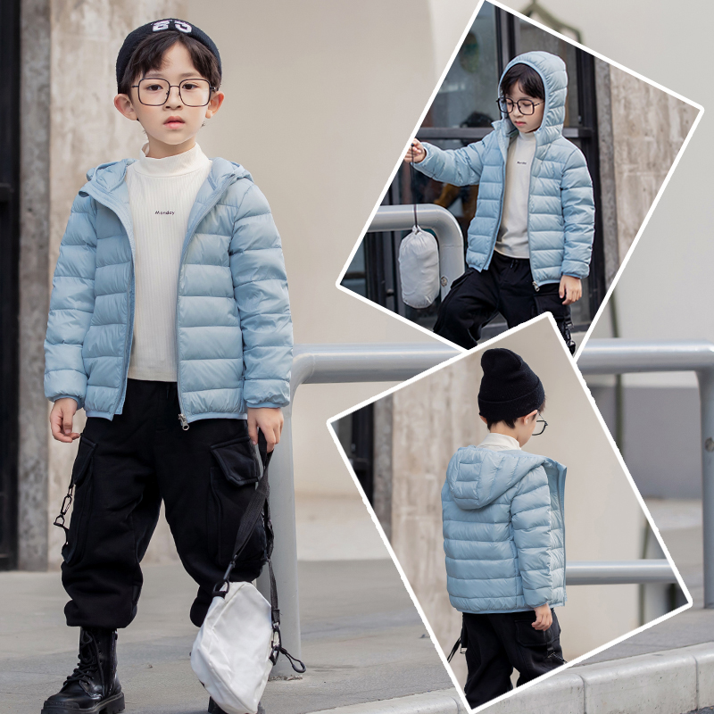 H新款儿童羽绒服轻薄款男童女童中大童连帽秋冬小孩9917