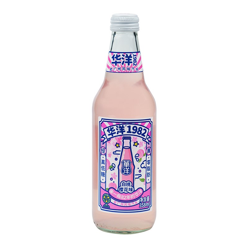 无华/洋1982汽水果味果汁饮料真低糖0脂肪358ml*6瓶装西梅汁饮品