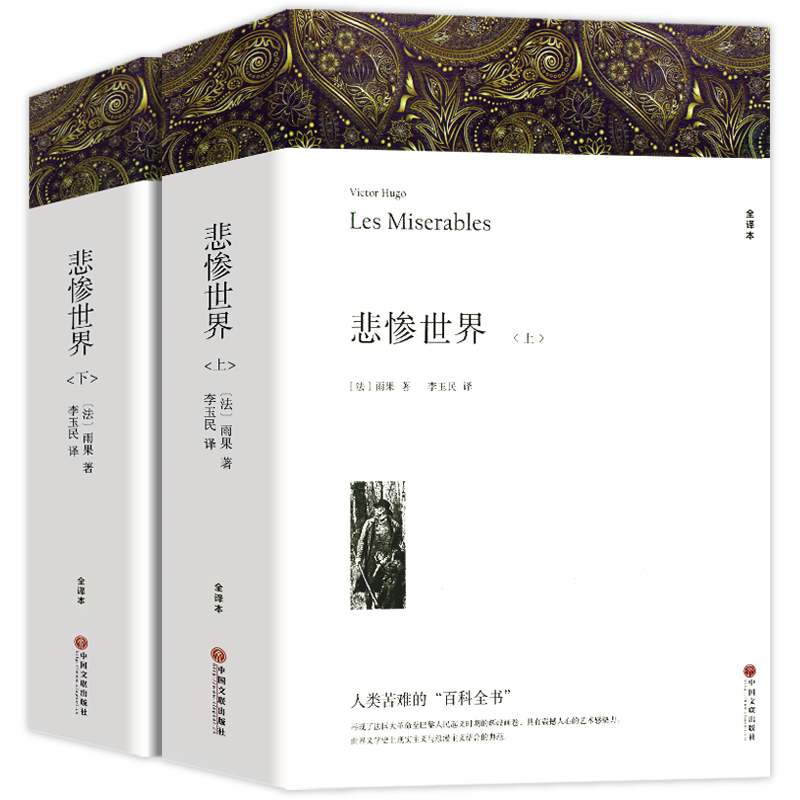 上下2册带注释附插图 悲惨世界 雨果著 正版原著完整版无删减全译