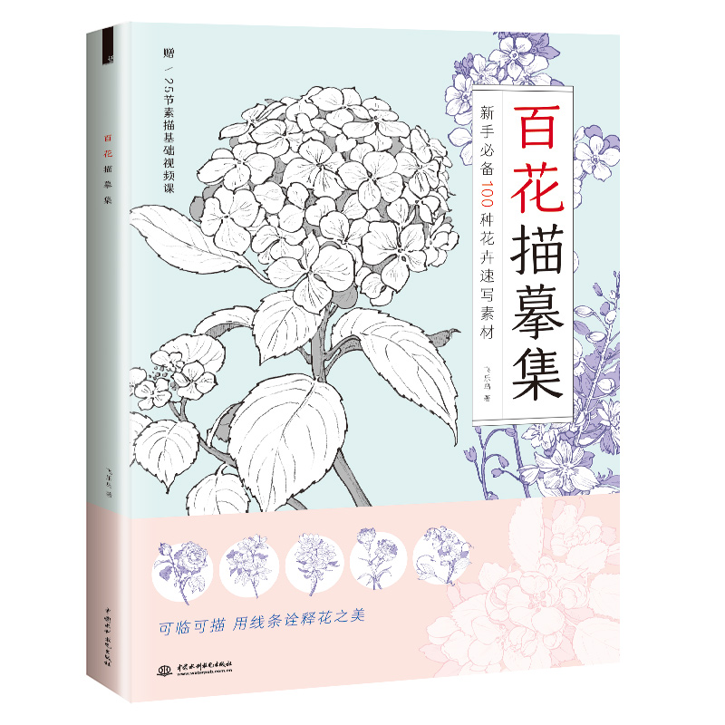 百花描摹集 素描花卉临摹描红画集 100种花卉图解步骤 线描花卉铅