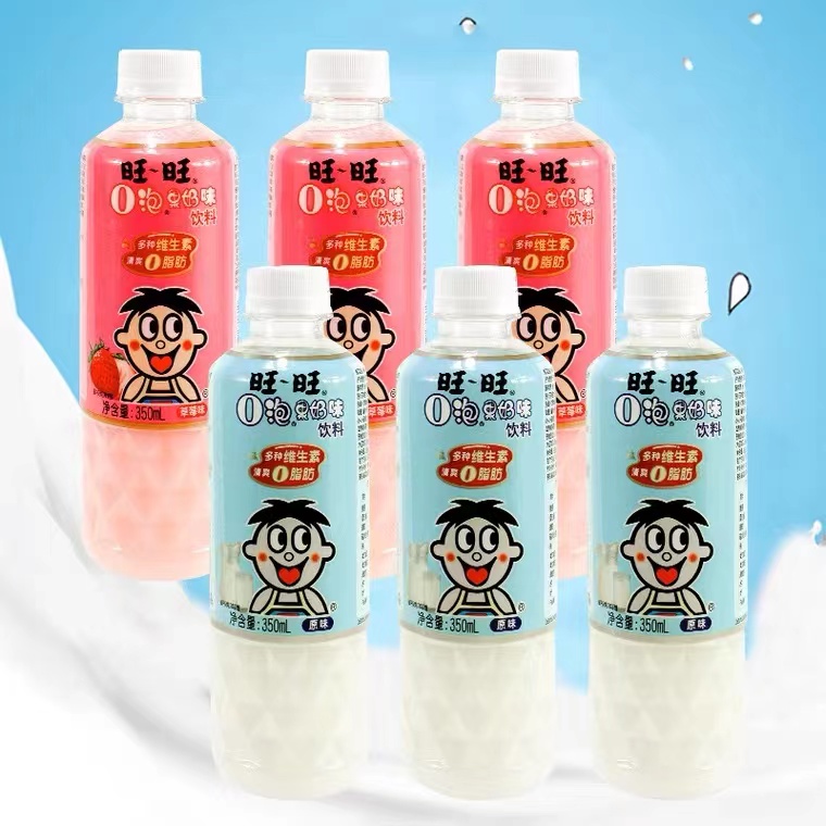 旺旺o泡果奶旺仔牛奶哦泡350ml*6瓶原味草莓味0脂肪欧泡果味饮料