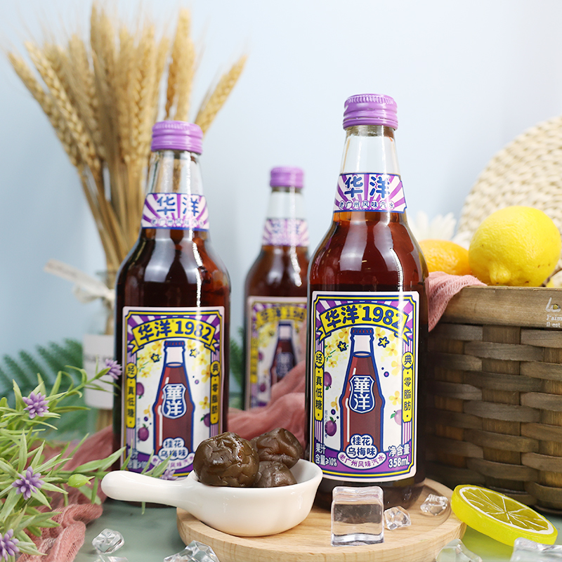 华洋 1982果汁果味汽水低糖零脂果味饮料桂花乌梅口味358ml*6瓶