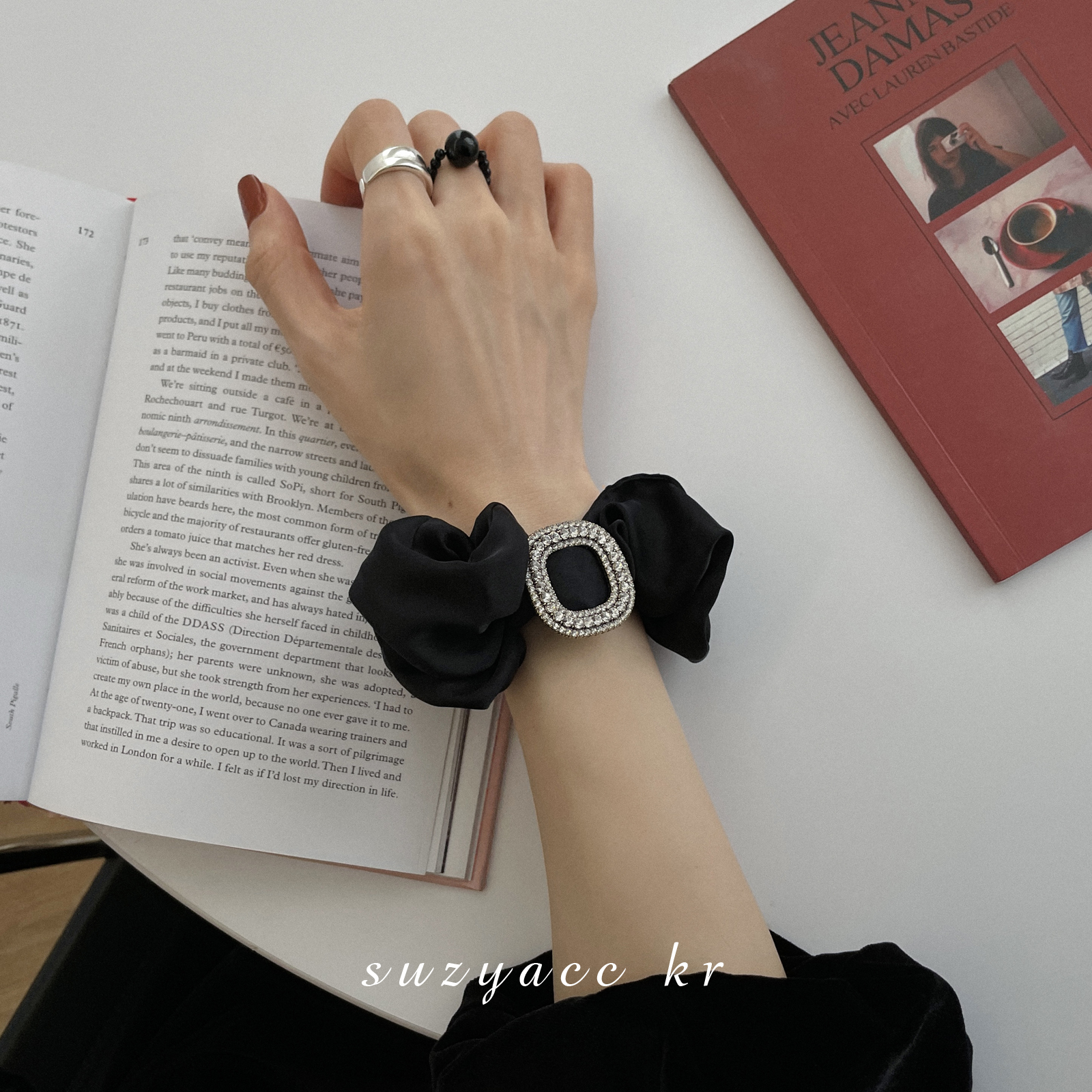 suzyacc kr小众水钻字母发圈网红2021年新款扎头发头绳F1536