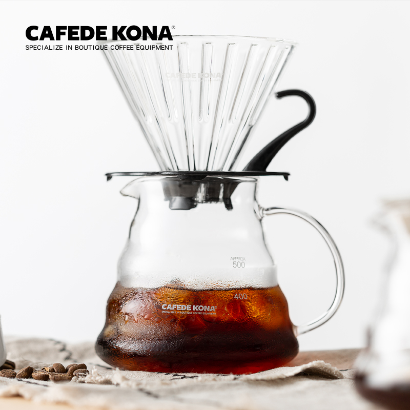 CAFEDE KONA咖啡壶V60手冲分享壶家用耐热玻璃滴漏式手冲咖啡套装