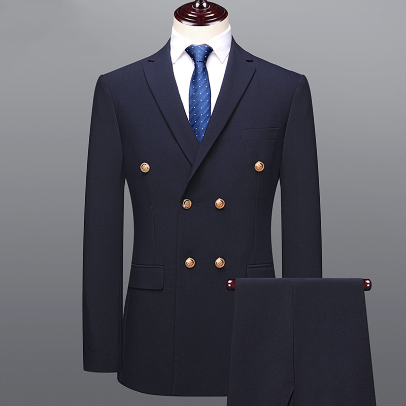 双排扣休闲西服套装商务男士西装韩版正装职业装婚礼西服套西男款