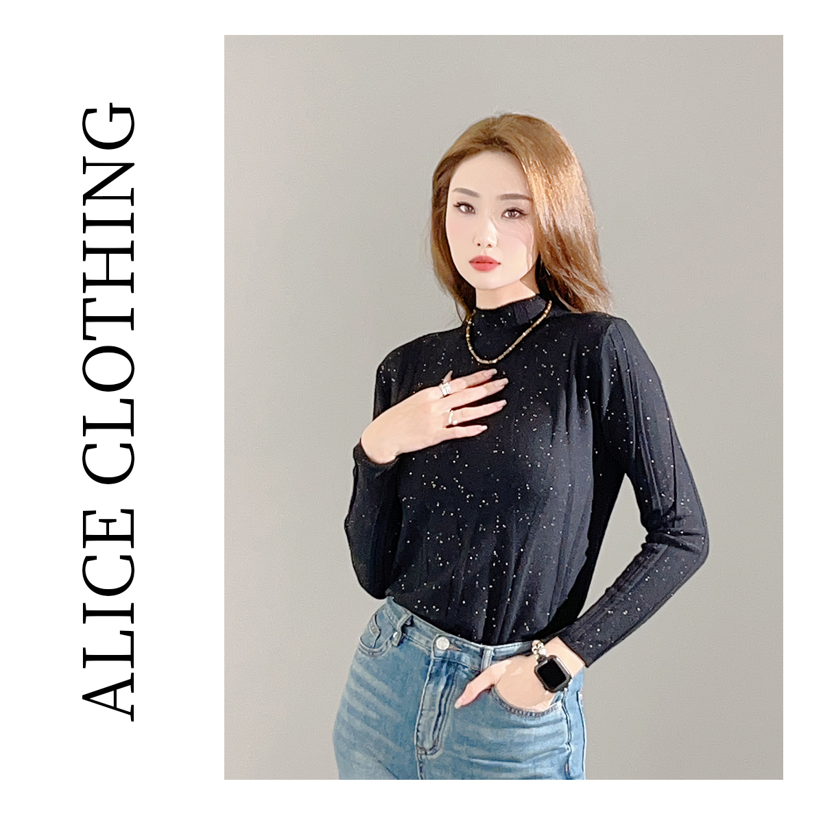 6【ALICE “晴夜满星”优雅毛衣】立体竖条 显瘦百搭 S2134271G