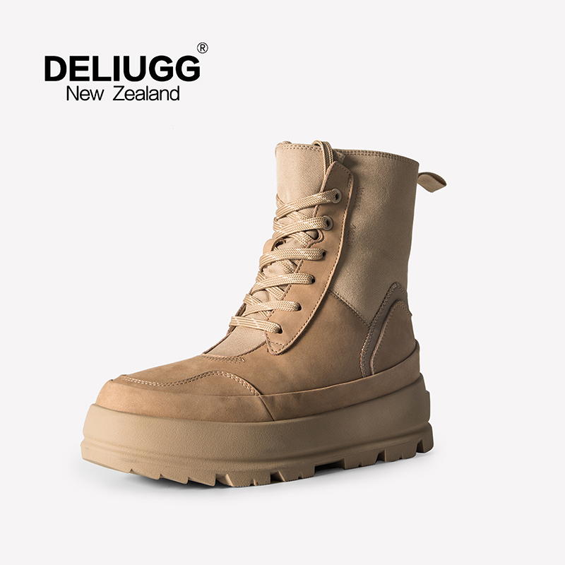DELIUGG2023圆头系带高筒舒适时尚休闲厚底雪地靴202322X