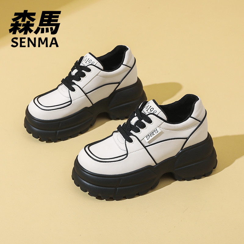 SENMA/森马欧洲站厚底老爹鞋女2023冬季新款小个子百搭休闲二棉鞋