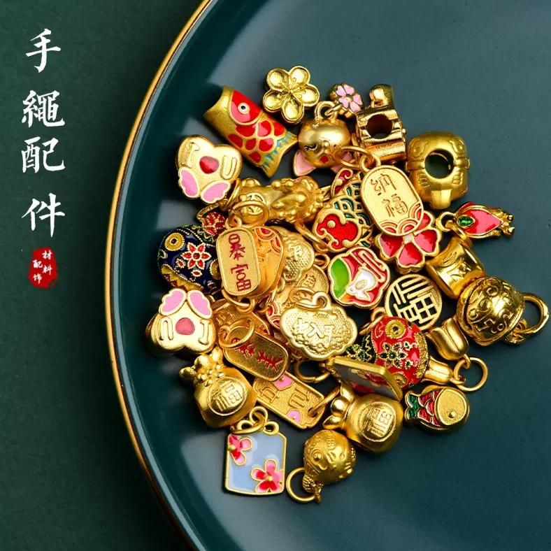 【混款】合金DIY滴油烧蓝珐琅彩金色镀色串珠DIY配饰手链项链配件