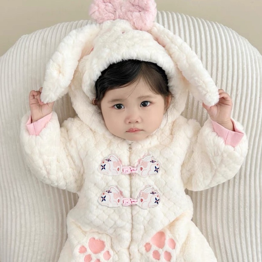 X【优选】婴幼儿秋冬新款韩版加厚连体衣哈衣可爱卡通外出爬服WX