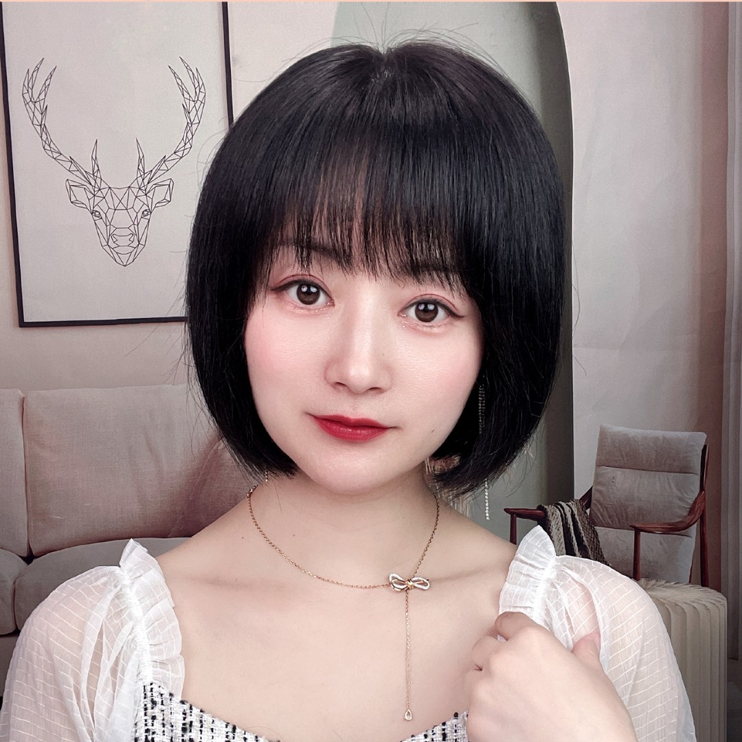 全手织双递针仿真大头皮真发波波头款透气逼真妈妈时尚中老年假发