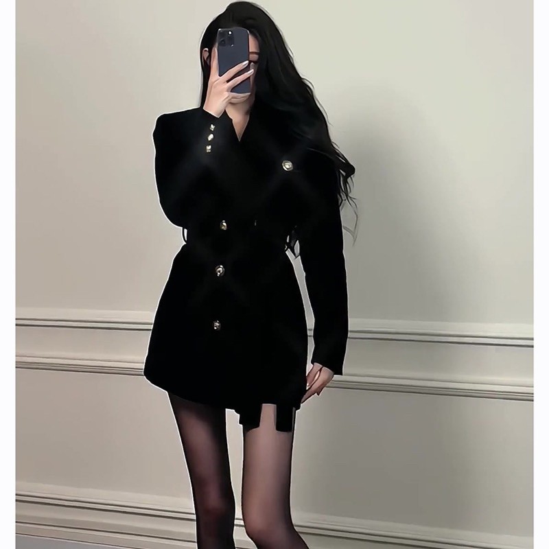 可甜可盐【名媛丝绒秋季款】外套女收腰气质时尚西装西服上衣