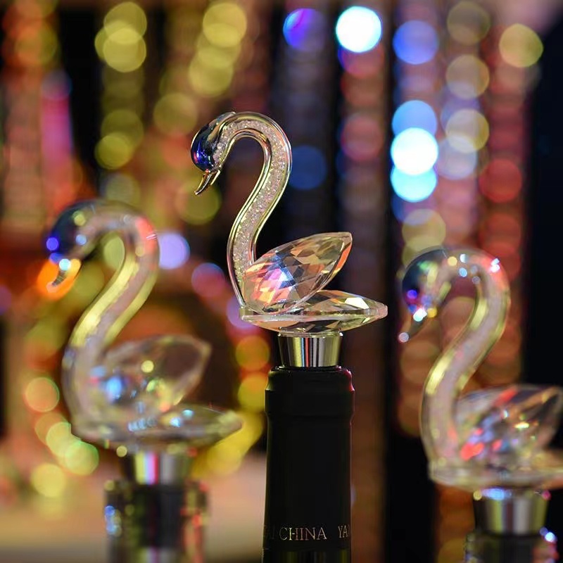 水晶真空红酒瓶塞创意水晶天鹅玻璃葡萄酒瓶塞红酒塞瓶器红酒塞子