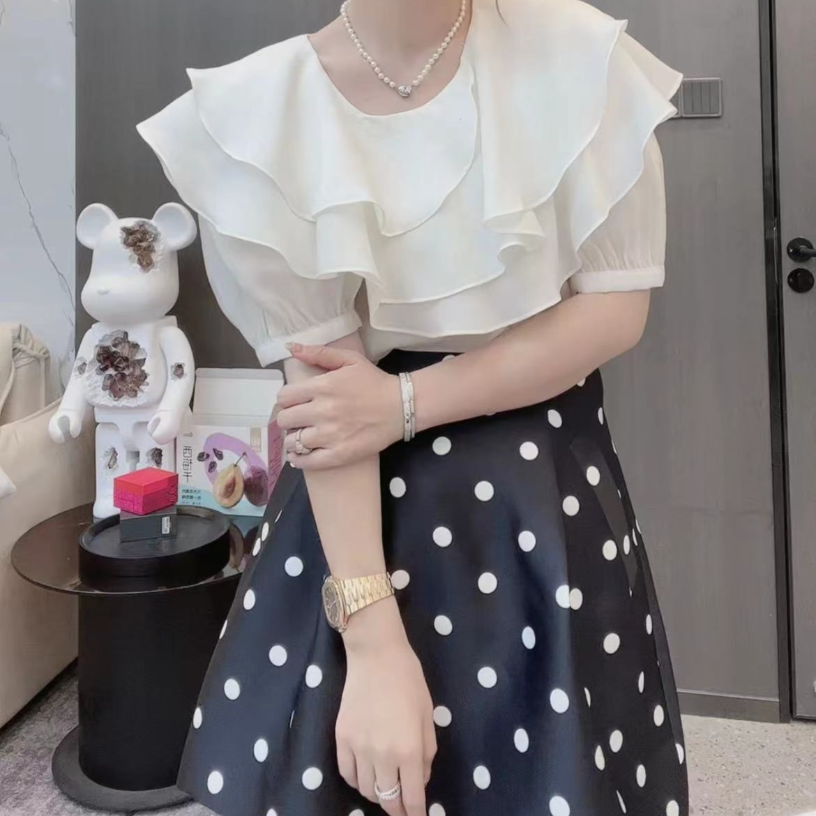 【同瑄品牌】新款时尚百搭波点半身裙 E1005