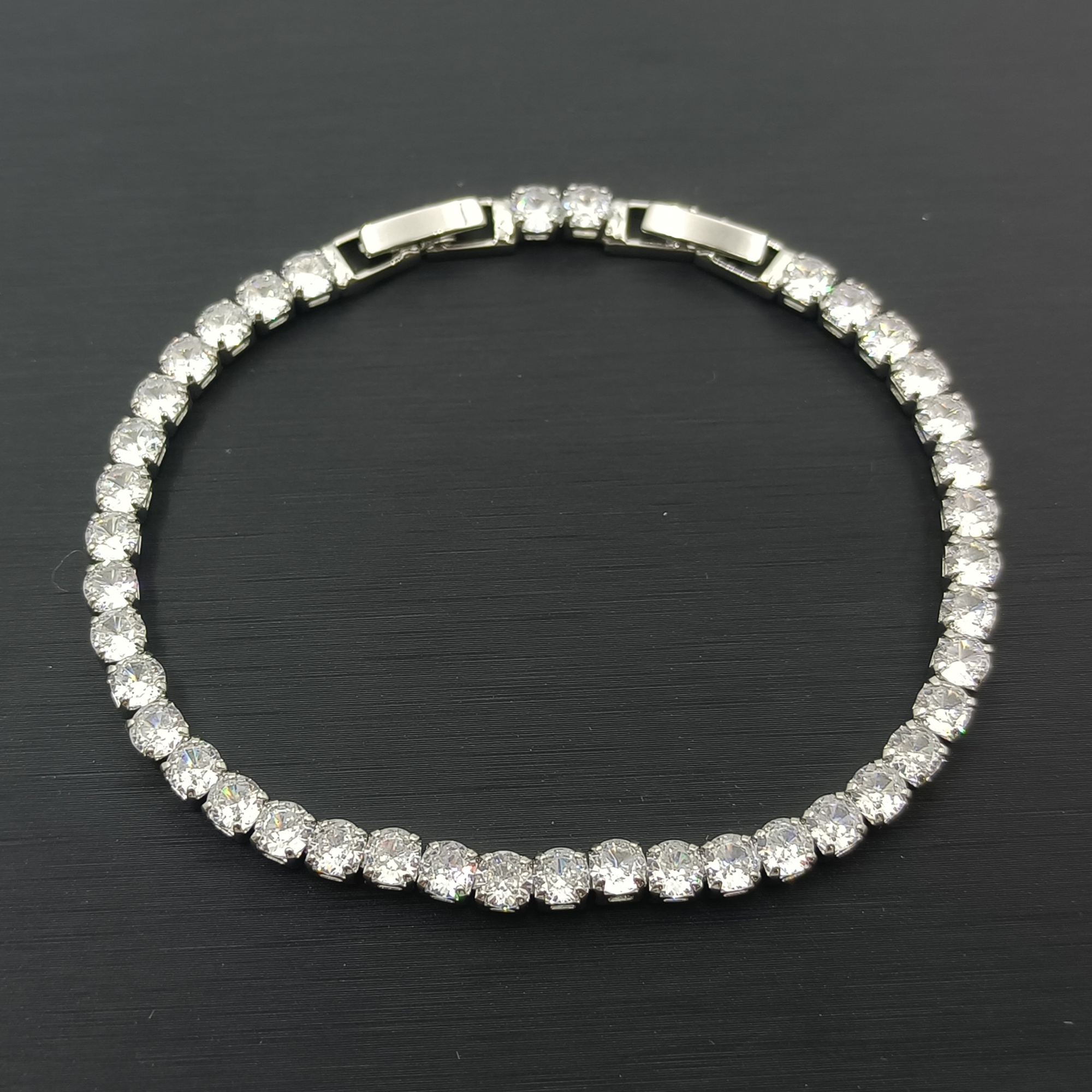 铜合金合成锆石手链 II6KDM-04470 手链 镶嵌 欧美 高级 绿色