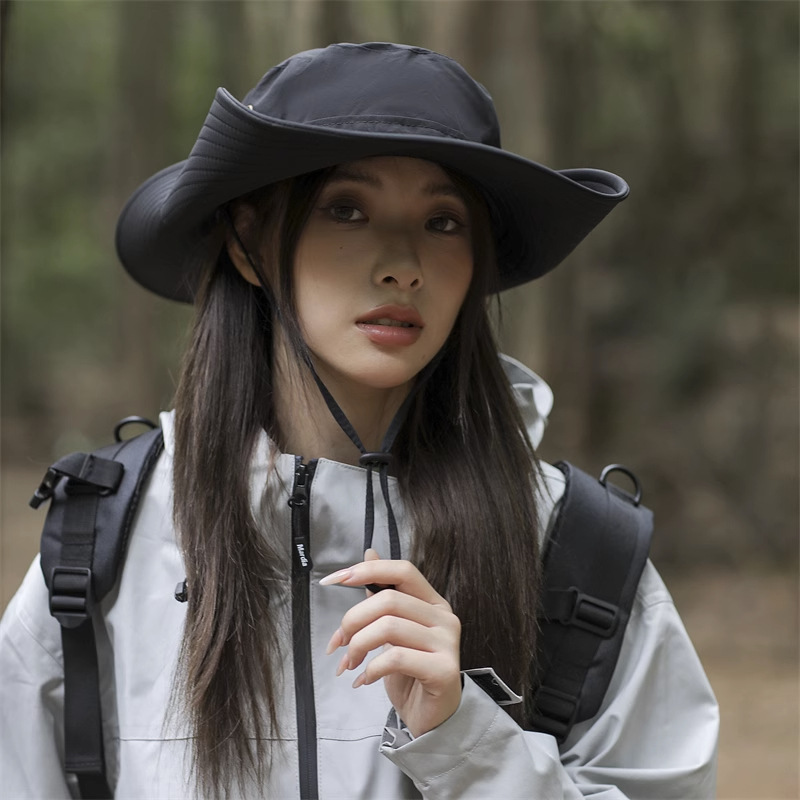 户外徒步登山帽爬山帽子女款2023新款西部牛仔帽防晒渔夫帽遮阳帽