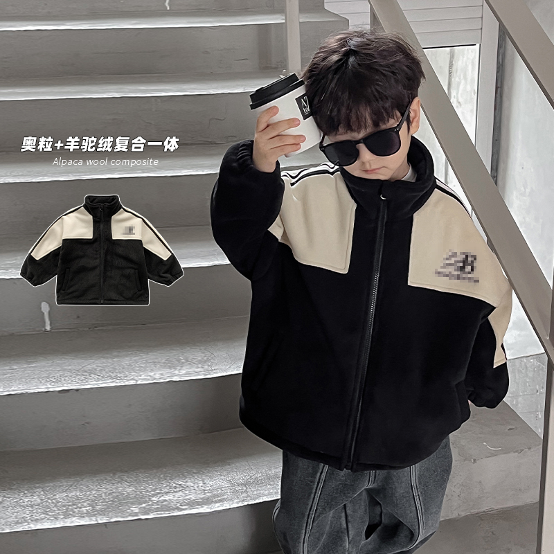 【清】AD3084棉小班男童一体绒外套宝宝冬季帅气休闲上衣