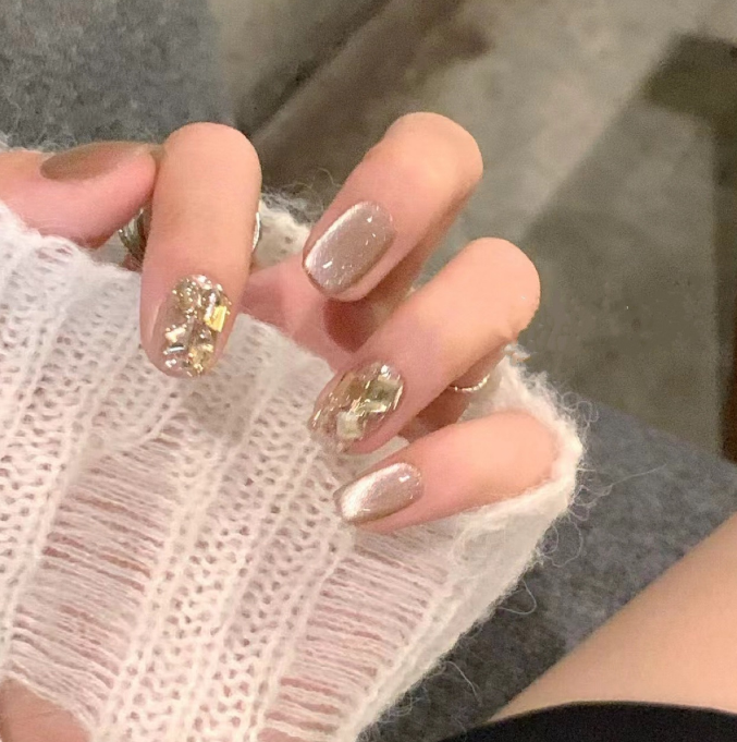 （短T）穿戴甲指甲贴高级感可拆卸美甲片显白穿戴甲片美甲片穿戴式
