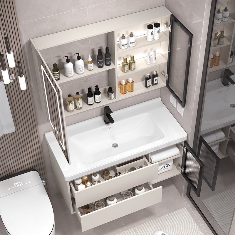 2024款奶油风洗手洗漱洗衣台盆洗脸盆柜组合浴室柜陶瓷一体盆家用