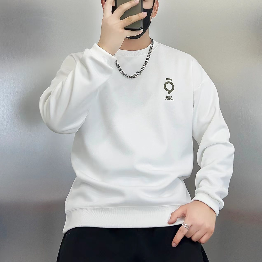 秋季新款简约百搭男士小9印花休闲圆领长袖秋冬打底套头卫衣2023