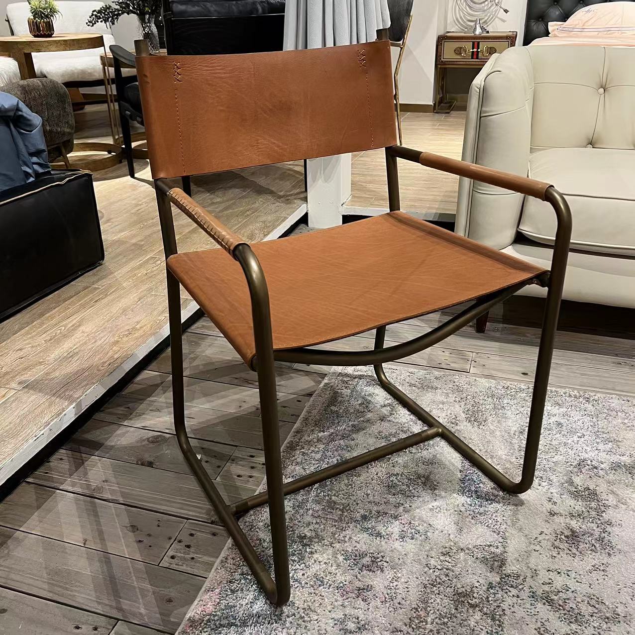 【一二严选】AC329餐椅头层油蜡皮家用简约中古风