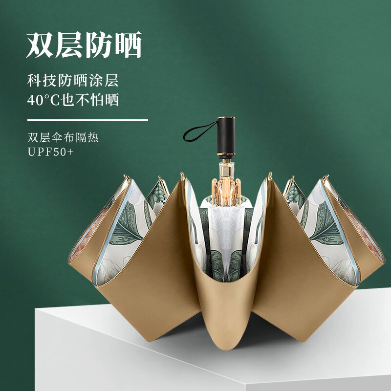 【辉哥精选】双层钛银防晒伞UPF＞50+手动三折晴雨两用遮阳伞轻奢202