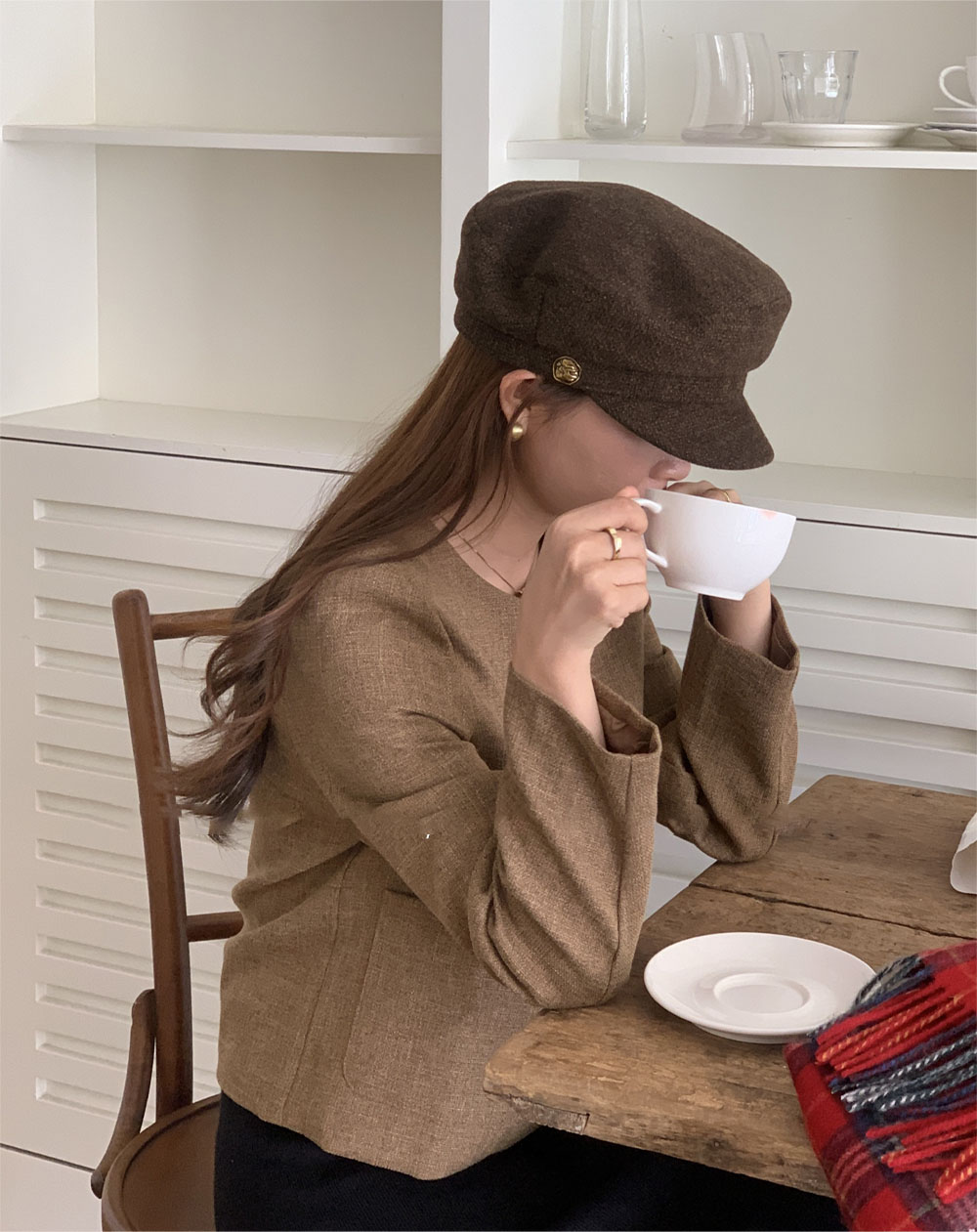 韩代同款羊毛报童帽新款贝雷帽子女秋冬复古八角帽英伦平顶画家帽