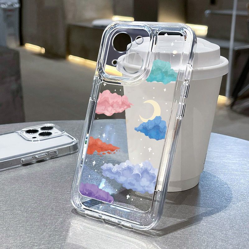 彩云月亮苹果15promax手机壳iPhone14pro颜值13全包12精孔11创意x