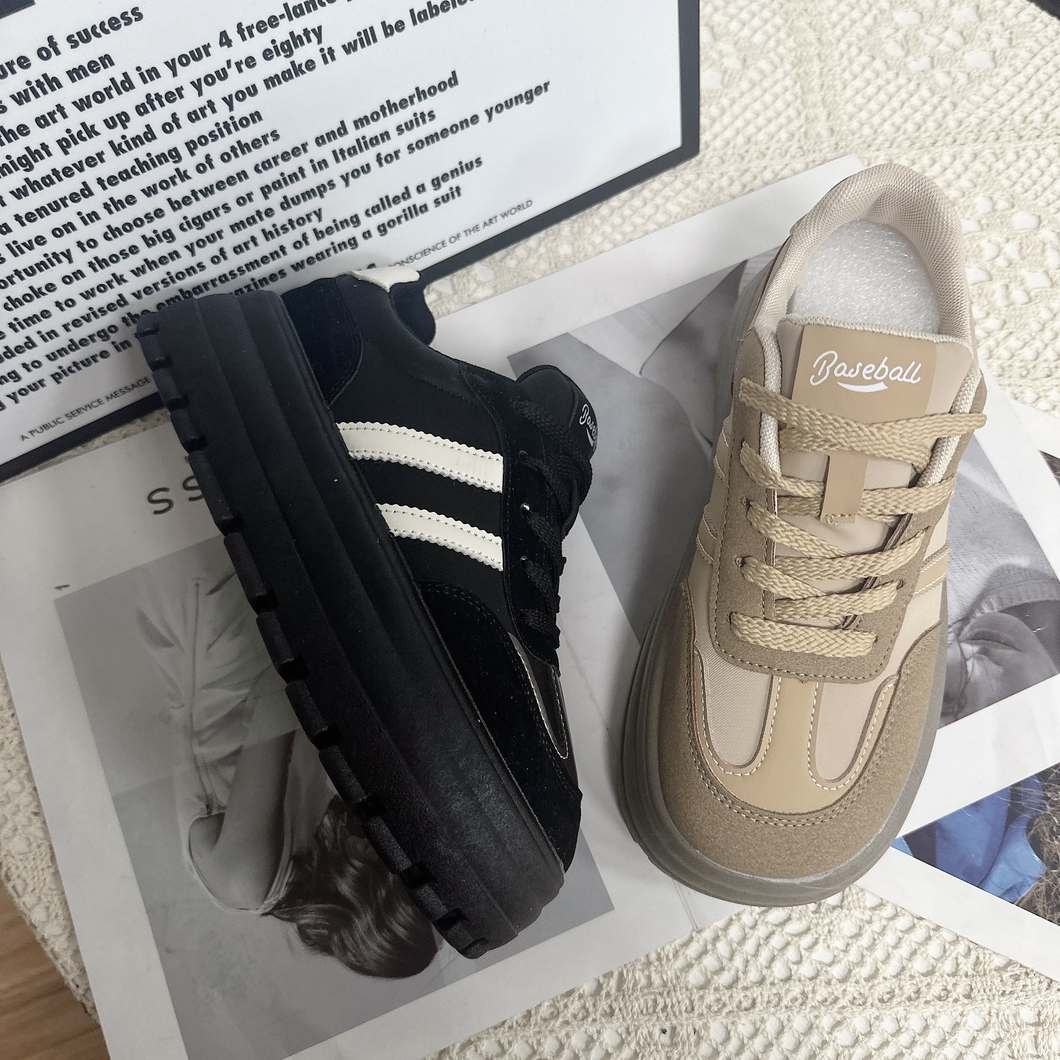 单//美拉德色系时尚低帮复古圆头百搭系带板鞋Y 8913