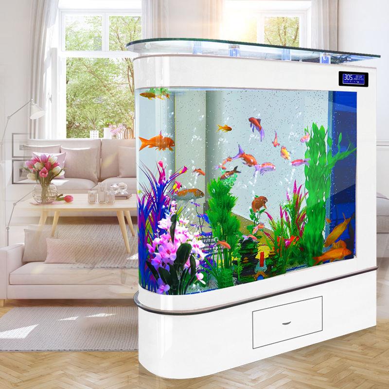 超白高清子弹头观赏金鱼缸水族箱大型中型玻璃客厅家用落地屏风