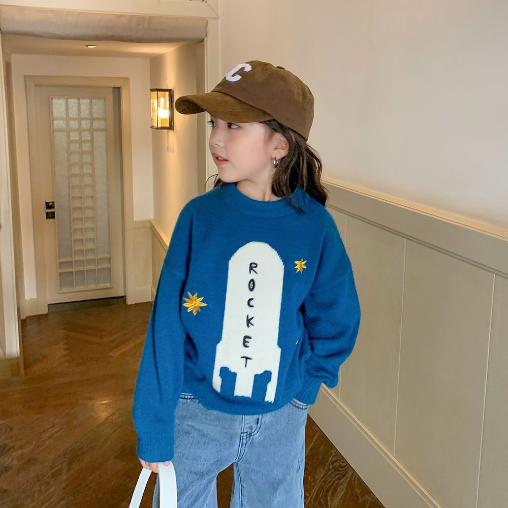 女童韩版毛衣秋装2023新款儿童洋气宝宝时髦圆领针织衫长袖上衣潮