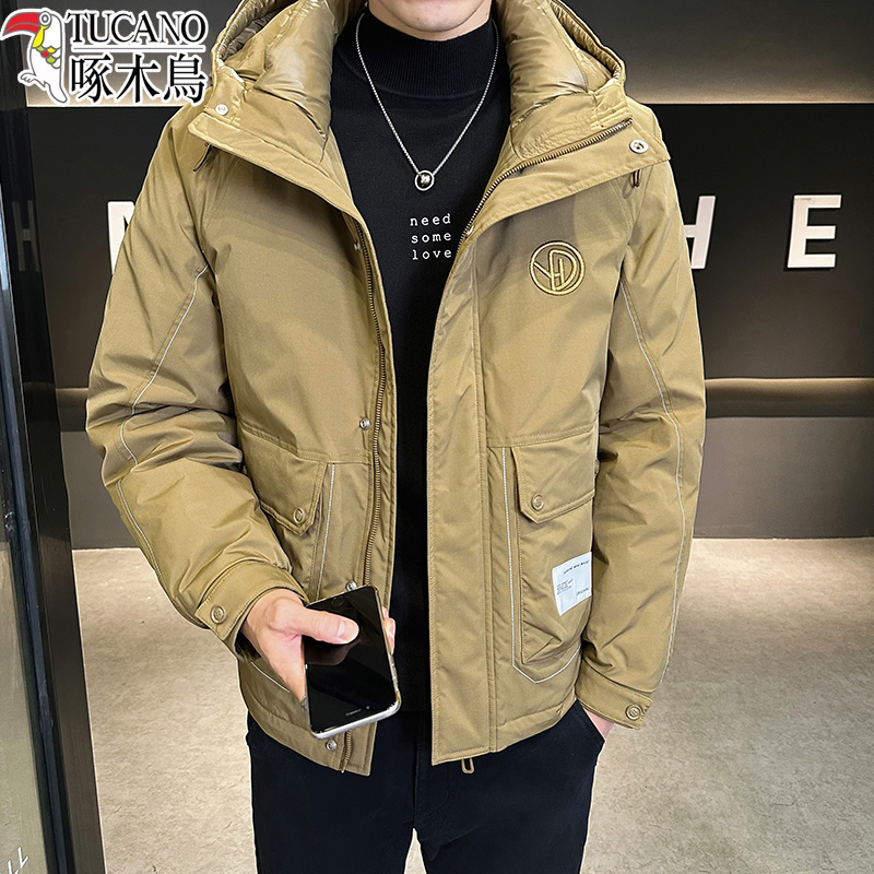TUCANO/啄木鳥男士羽绒服冬季加厚短款轻薄潮流连帽工装派克外套