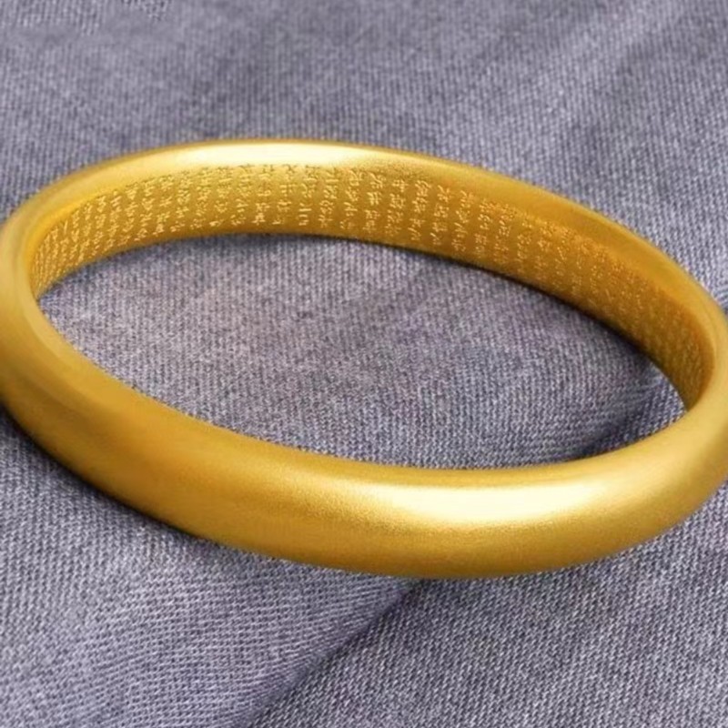 水贝黄金古法工艺足金999泥鳅背内心经手镯纯金纯黄金正品保障