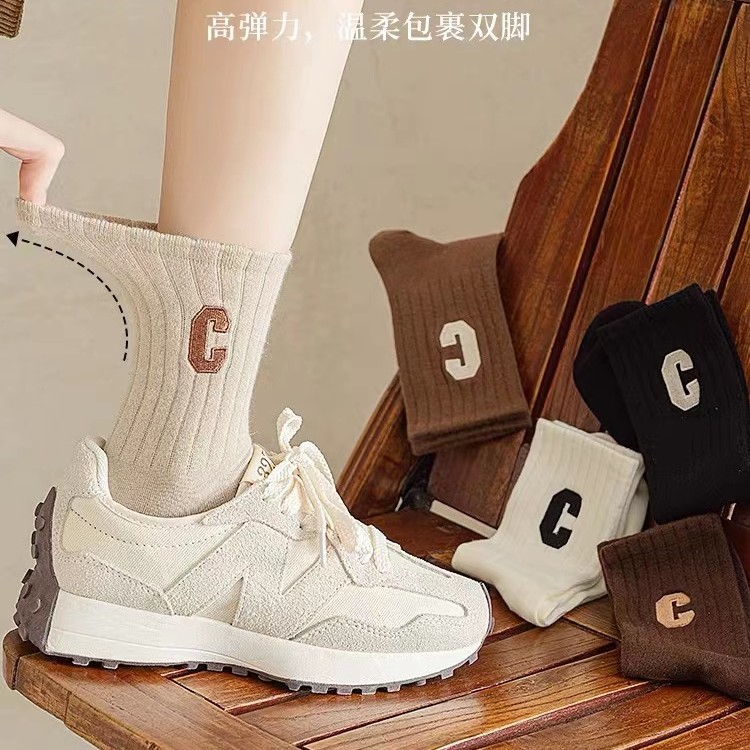 秋冬纯色袜子男女款吸汗防臭运动中筒袜有问题联系鞋鞋客服