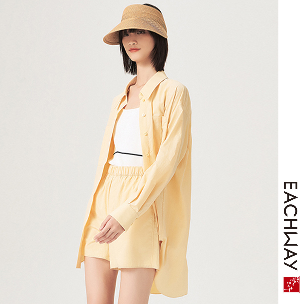 Eachway/艺之卉2023夏季新款玻璃纱轻薄外套防晒衬衫EKT21D09959