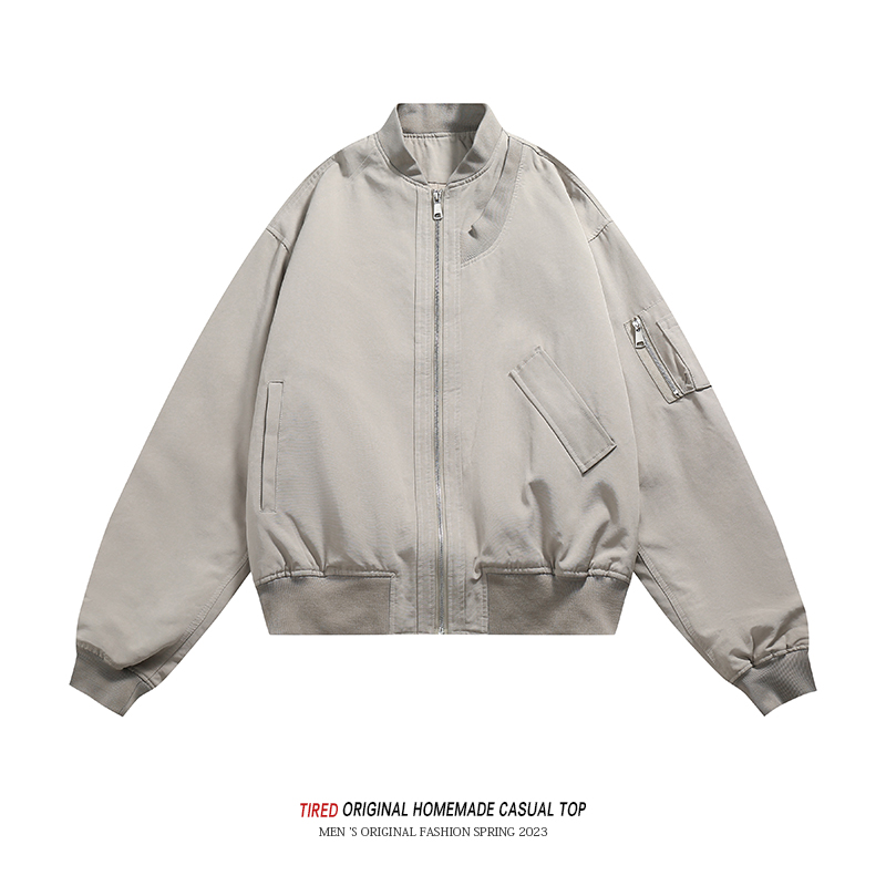 TIRED潮牌复古工装棒球服男春季宽松飞行员夹克情侣街头休闲外套