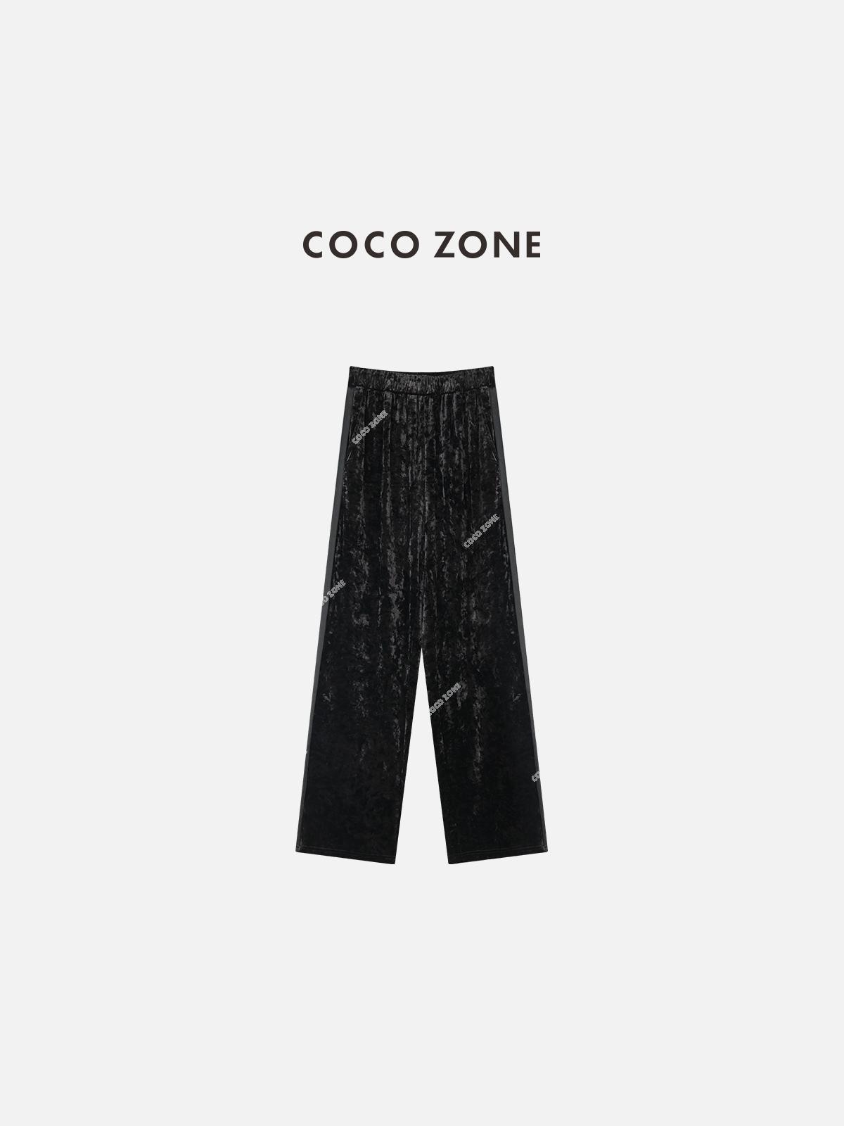 COCO ZONE 松紧腰丝绒休闲裤百搭显瘦直筒长裤23C19350