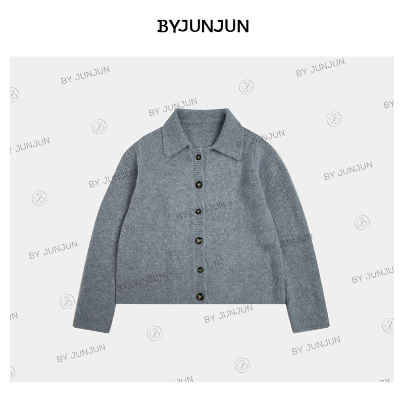 ByJunjun小众设计师 2023秋冬新品韩系慵懒风冰岛拿铁针织外套
