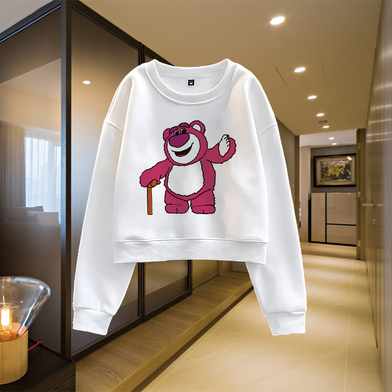 秋冬季慵懒风小个子设计感韩版宽松高腰短款圆领卫衣加绒上衣女生